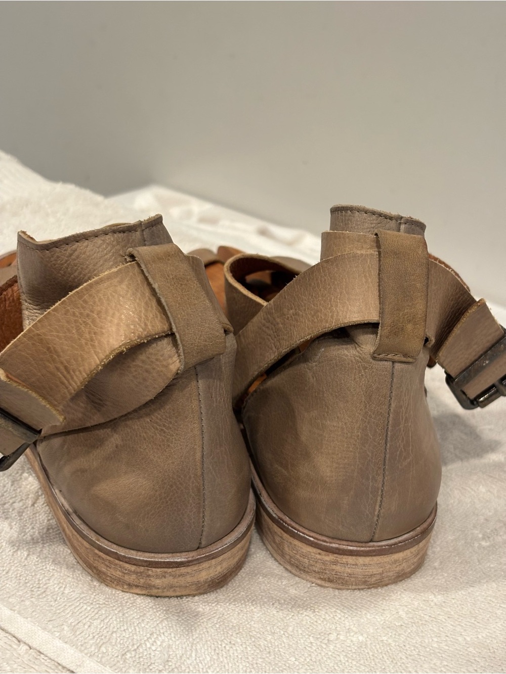 Free People Taupe Crisscross Ankle-Strap Sandals - Picture 4 of 9